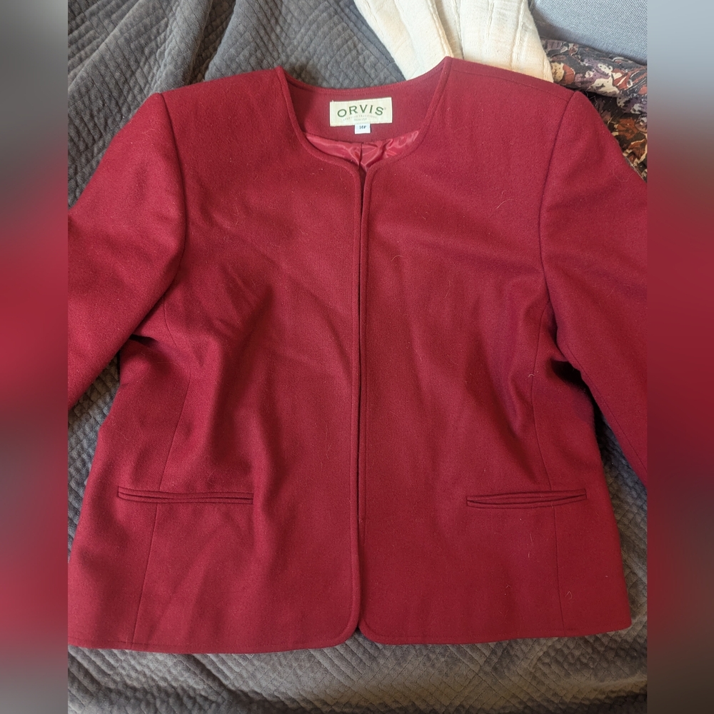 Burgundy wool vintage jacket blazer
